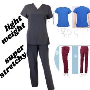 002 B/S Scrub Set Stretchable Black XSMALL